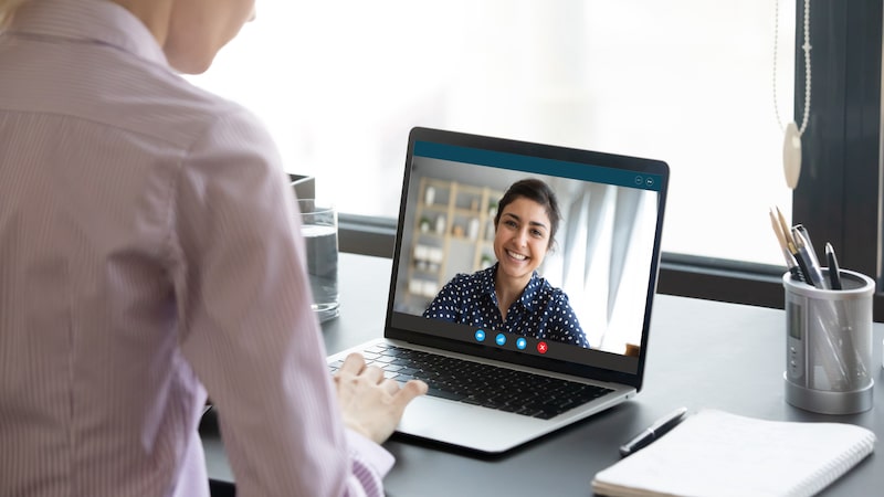 woman on a zoom video call 