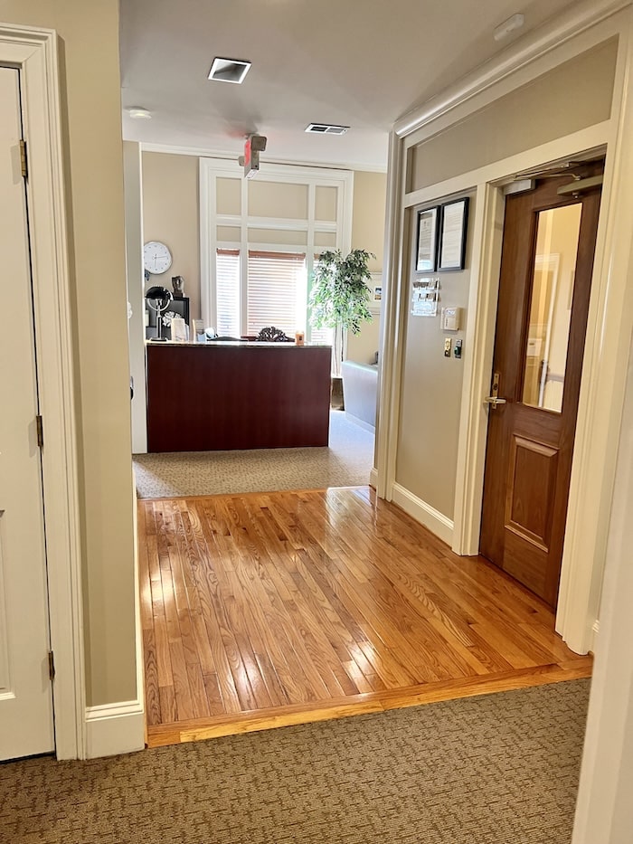 Reception desk seen from the opposite direction